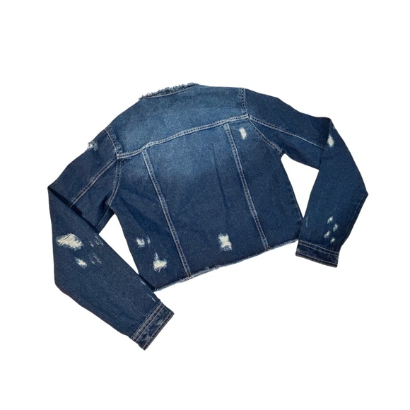 BBJ Los Angeles Distressed Cropped Denim Jacket, Size: M - Picture 5 of 8